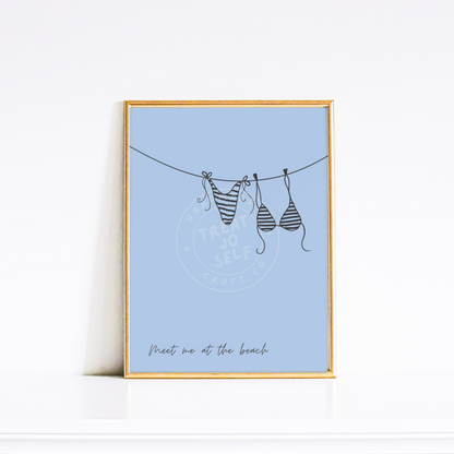 Meet me at the beach Print | Swimsuit Poster