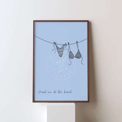 Meet me at the beach Print | Swimsuit Poster